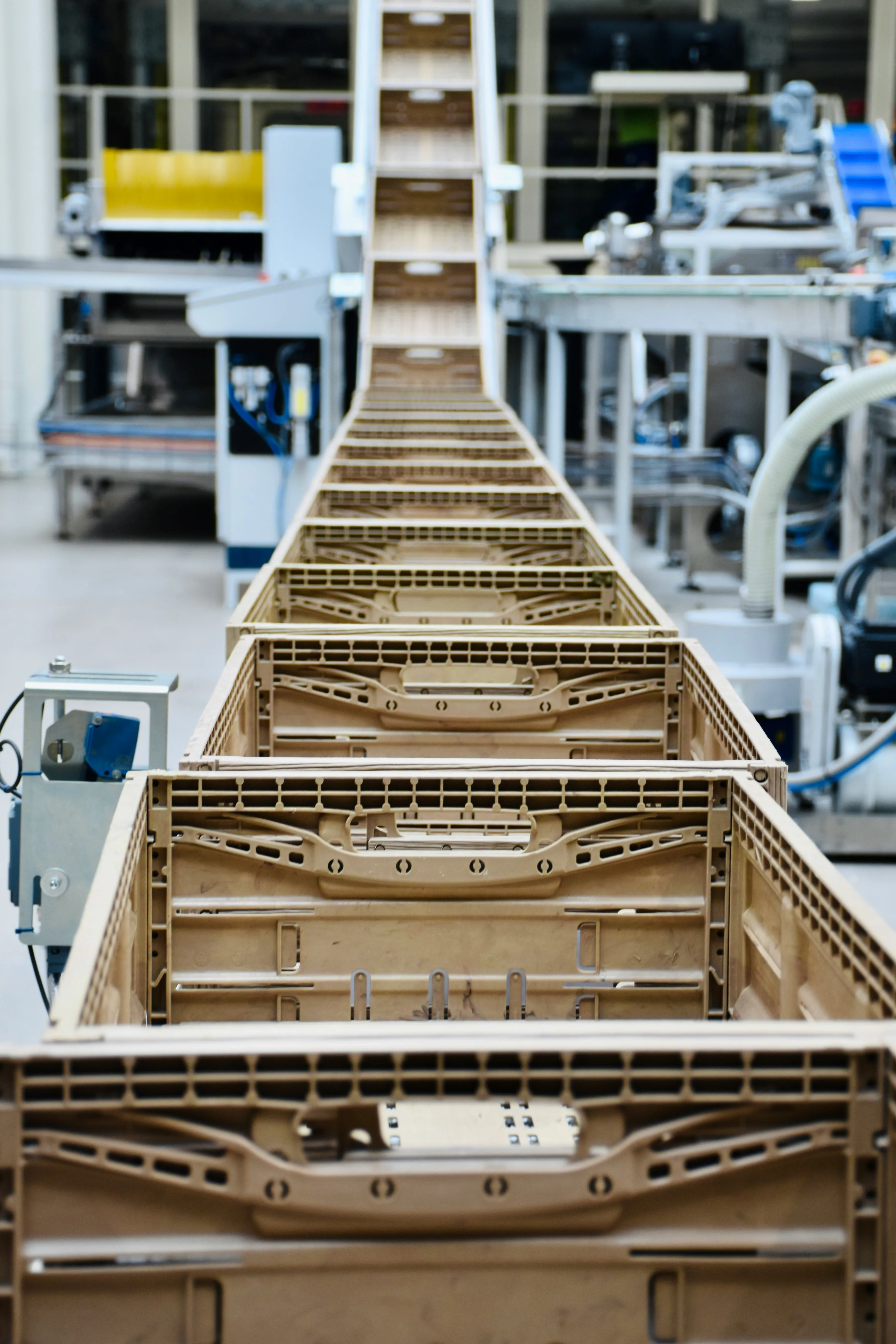 Tall warehouse racking with stored goods